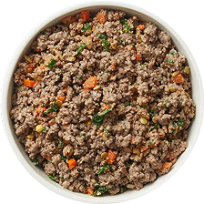 A bowl of frozen dog food